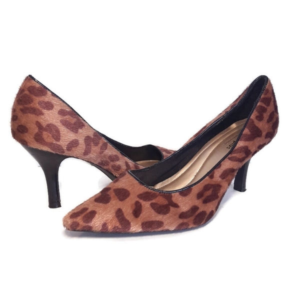 PREDICTIONS Comfort Plus Faux Pony Hair Leopard Print Pointed Toe Heels Shoes